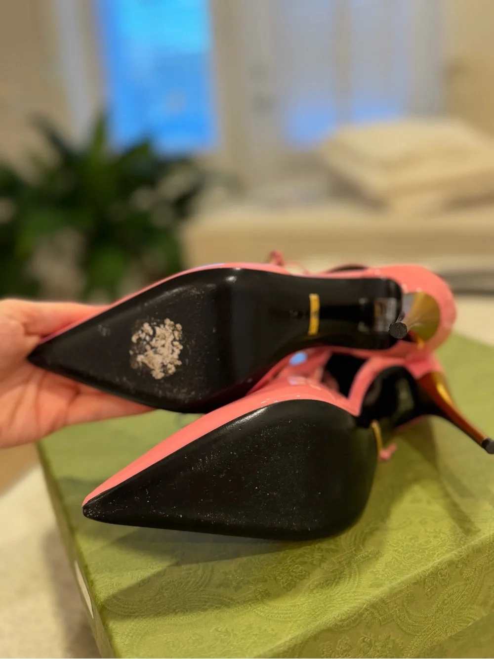 Gucci Women’s Pink Priscilla Ankle Cuff Patent Leather Heels Size 37 - Picture 15 of 15